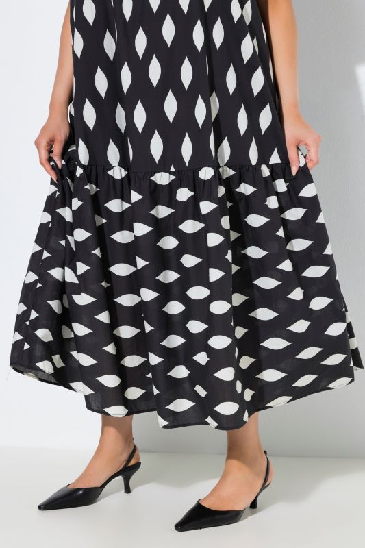 Ogee Print Flounce Panel Dress