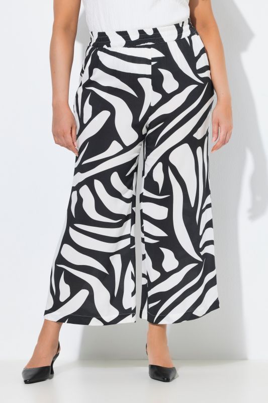 Monochromatic Print Elastic Waist Culottes