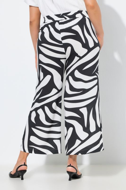 Monochromatic Print Elastic Waist Culottes