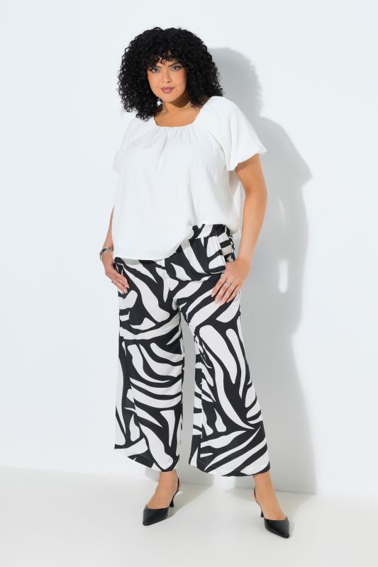 Monochromatic Print Elastic Waist Culottes