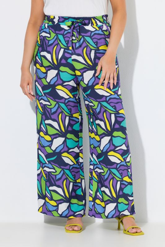 Stained Glass Floral Elastic Waist Pants