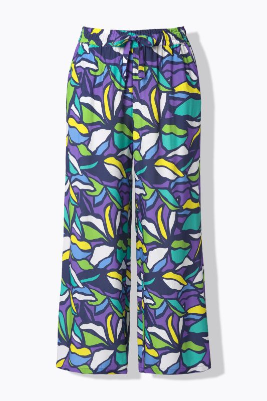 Stained Glass Floral Elastic Waist Pants