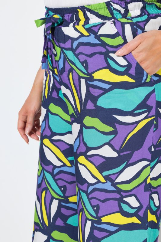 Stained Glass Floral Elastic Waist Pants