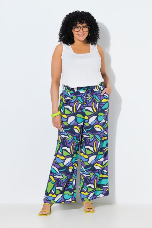 Stained Glass Floral Elastic Waist Pants