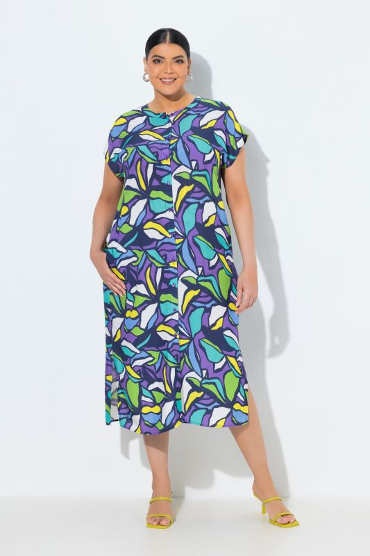 Stained Glass Floral Button-Down Dress