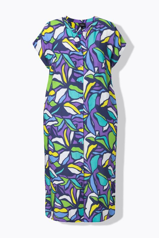 Stained Glass Floral Button-Down Dress