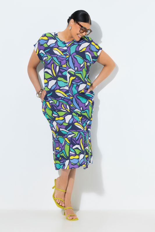 Stained Glass Floral Button-Down Dress