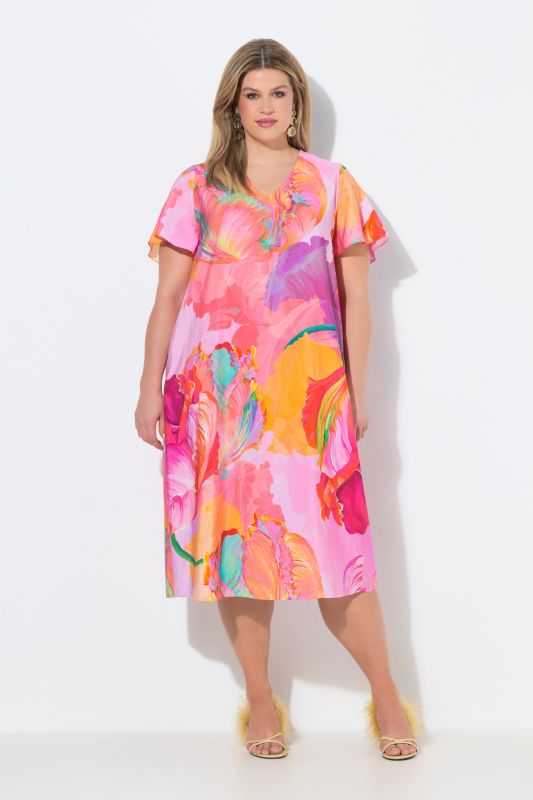 Artistic Floral Print Viscose Satin Dress