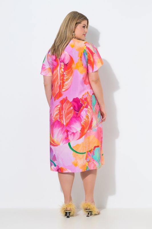 Artistic Floral Print Viscose Satin Dress