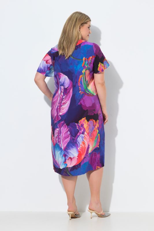 Artistic Floral Print Viscose Satin Dress