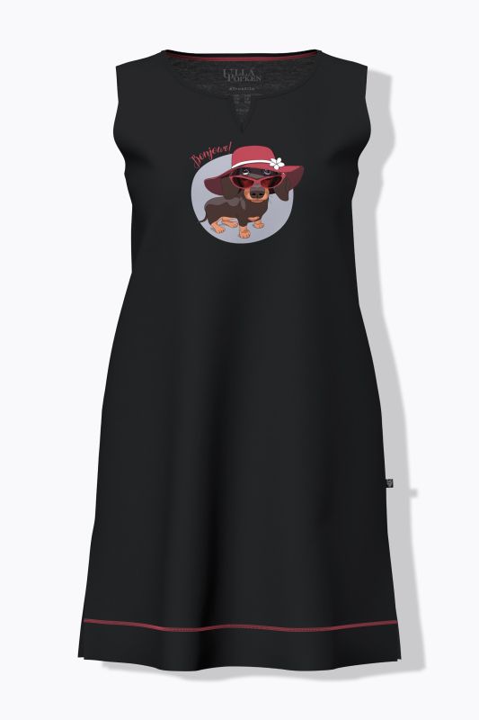 Bonjour Dog Graphic Split Neck Nightgown