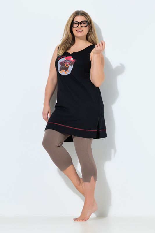 Bonjour Dog Graphic Split Neck Nightgown
