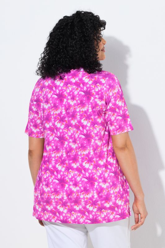 Bright Floral Slinky Stretch Knit  Tee