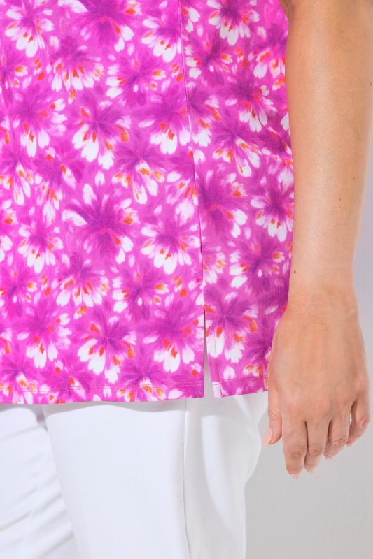Bright Floral Slinky Stretch Knit  Tee