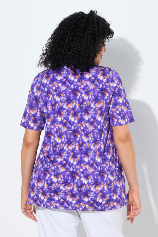 Bright Floral Slinky Stretch Knit  Tee