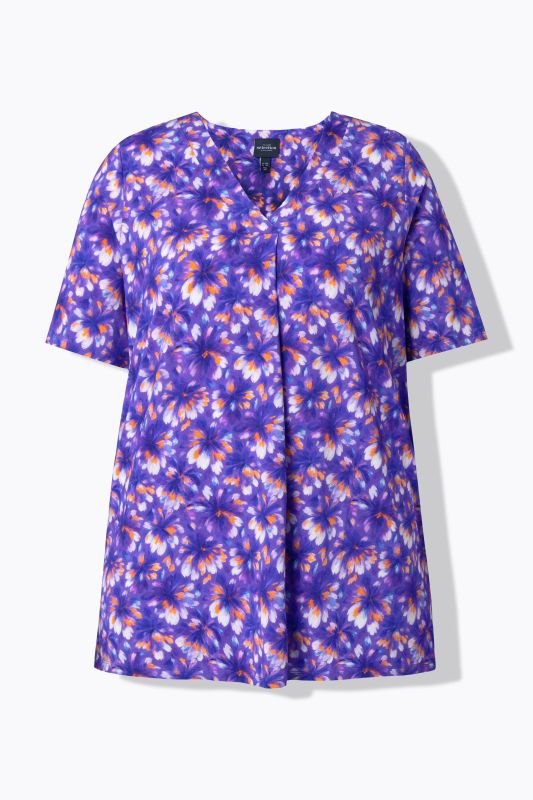 Bright Floral Slinky Stretch Knit  Tee