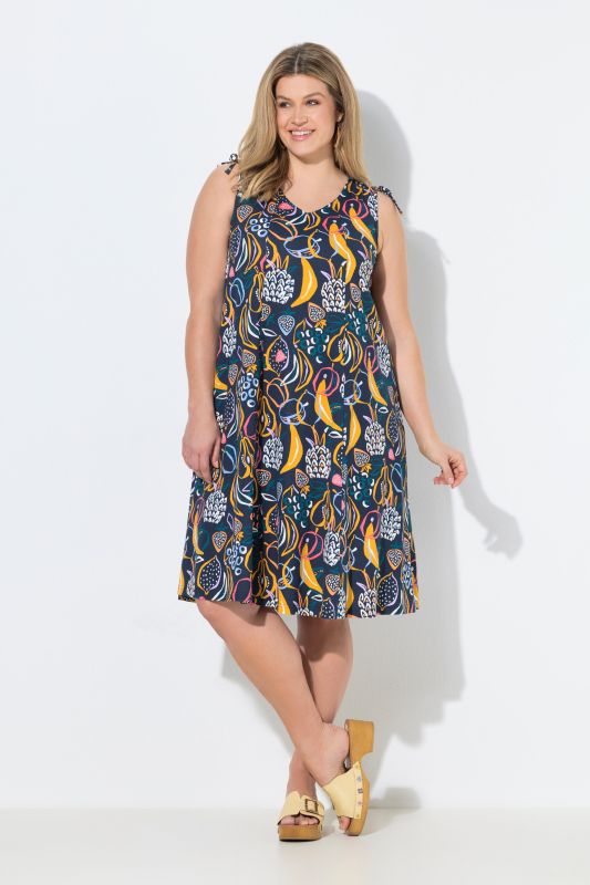 Eco Cotton Fruit Print Sleeveless Midi Dress