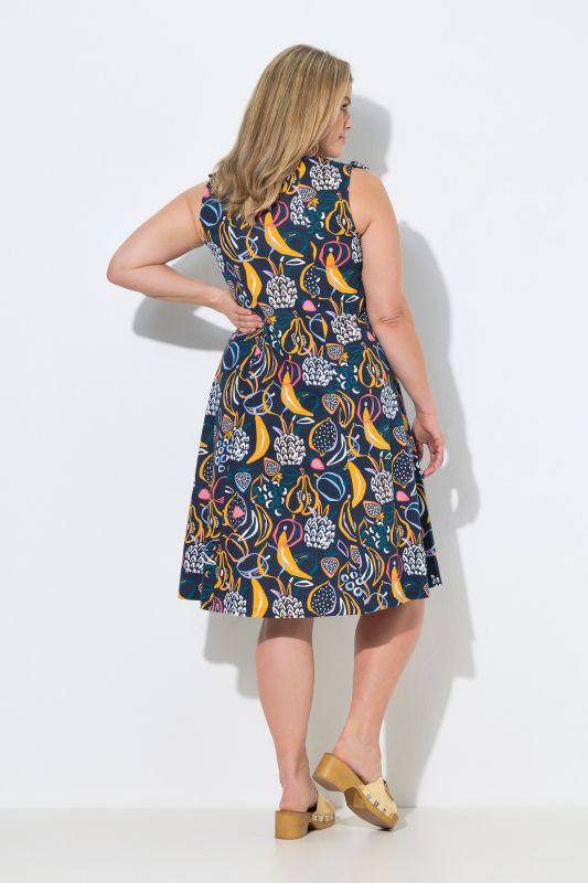 Eco Cotton Fruit Print Sleeveless Midi Dress