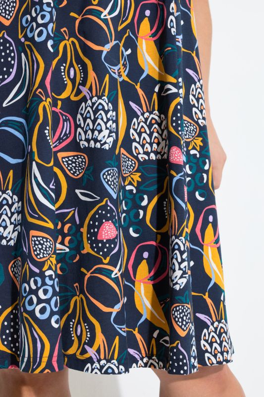 Eco Cotton Fruit Print Sleeveless Midi Dress
