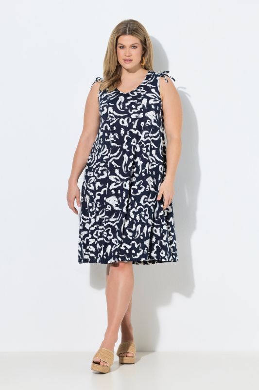 Eco Cotton Floral Print Sleeveless Midi Dress