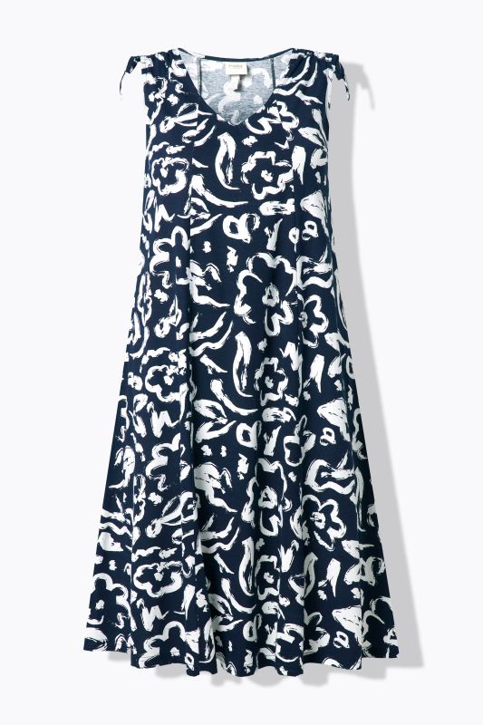 Eco Cotton Floral Print Sleeveless Midi Dress