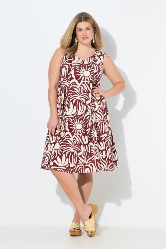 Eco Cotton Tropical Print Sleeveless Midi Dress