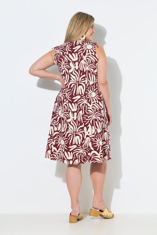 Eco Cotton Tropical Print Sleeveless Midi Dress