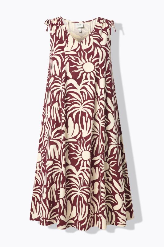 Eco Cotton Tropical Print Sleeveless Midi Dress