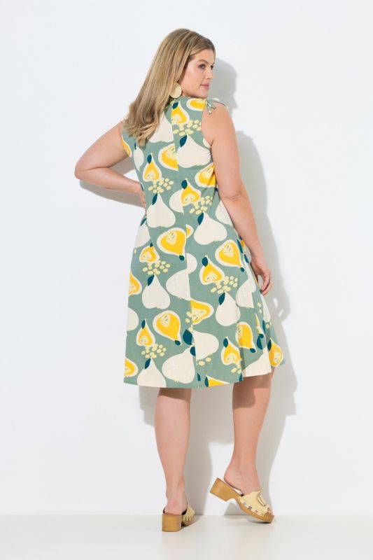 Eco Cotton Pear Print Sleeveless Midi Dress