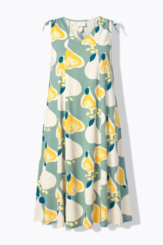 Eco Cotton Pear Print Sleeveless Midi Dress