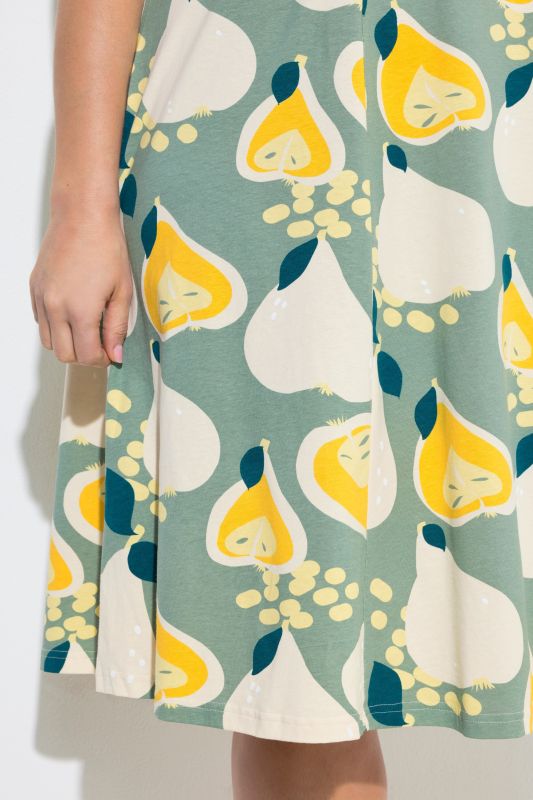 Eco Cotton Pear Print Sleeveless Midi Dress