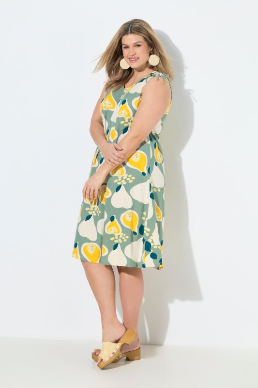 Eco Cotton Pear Print Sleeveless Midi Dress