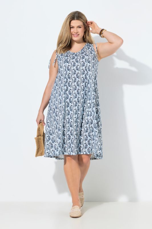 Eco Cotton Shell Print Sleeveless Midi Dress