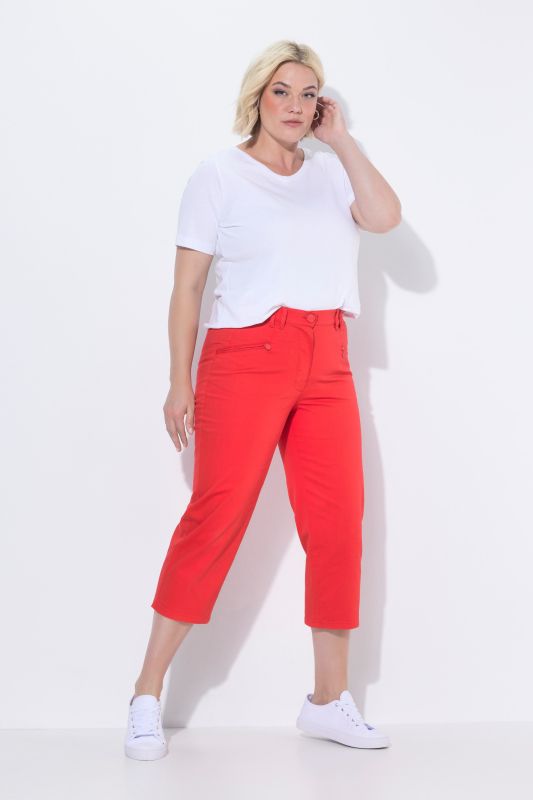 Colorful Elastic Waist Denim Capris