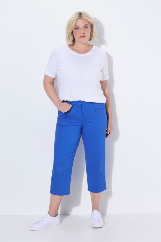 Colorful Elastic Waist Denim Capris