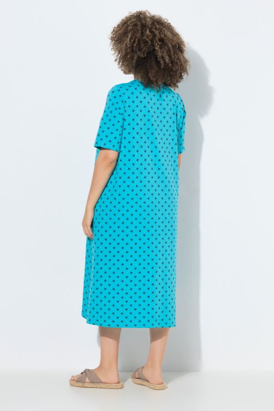 Star Print V-Neck Midi Dress