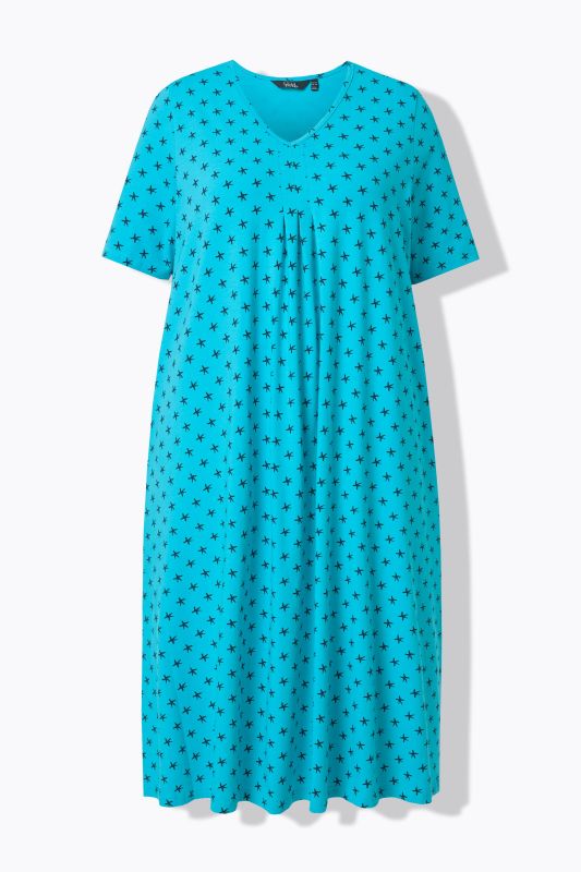 Star Print V-Neck Midi Dress