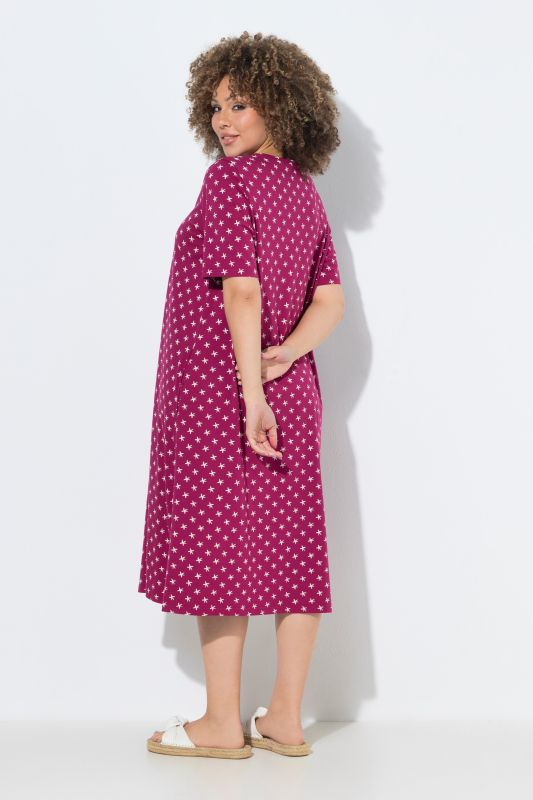 Star Print V-Neck Midi Dress