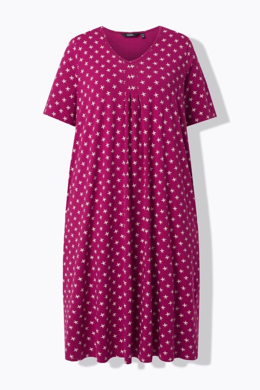 Star Print V-Neck Midi Dress