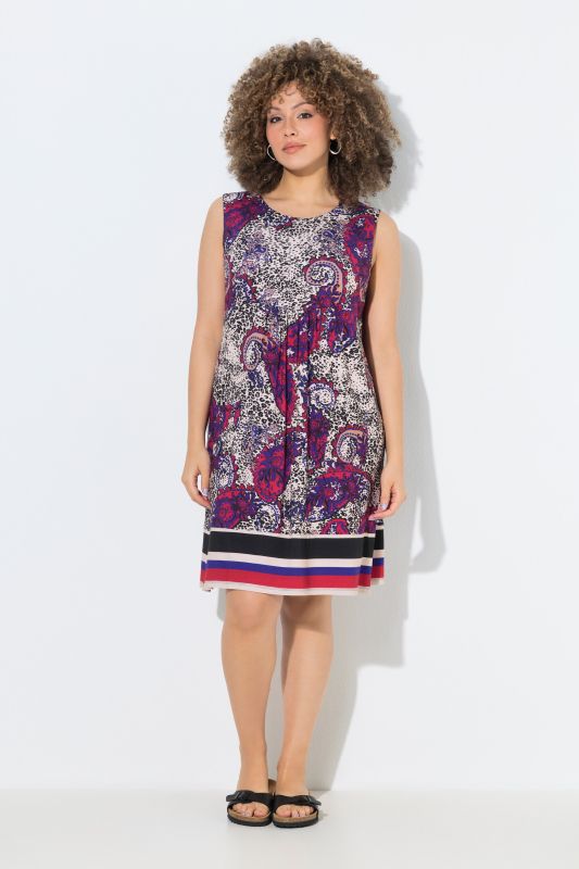 Printed Sleeveless Jersey Swing Dress