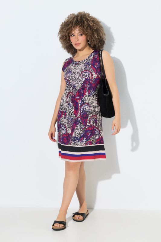 Printed Sleeveless Jersey Swing Dress