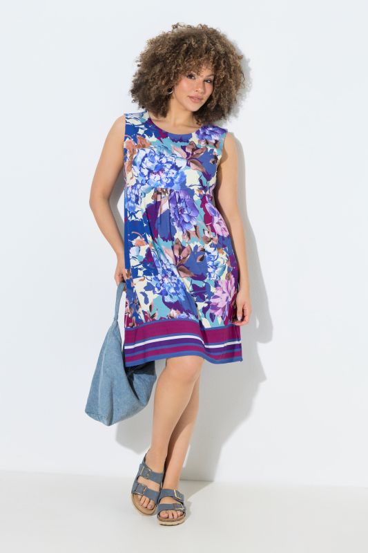 Printed Sleeveless Jersey Swing Dress