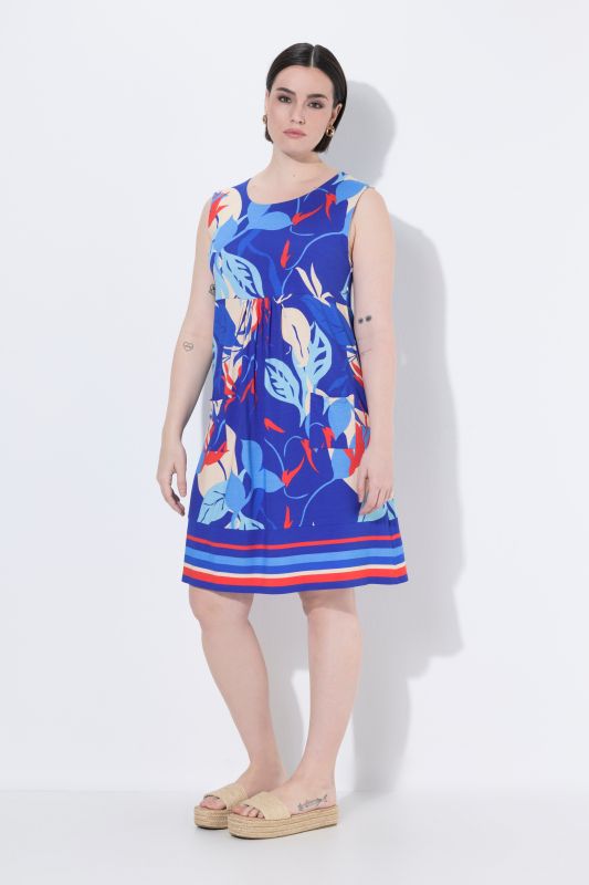 Printed Sleeveless Jersey Swing Dress