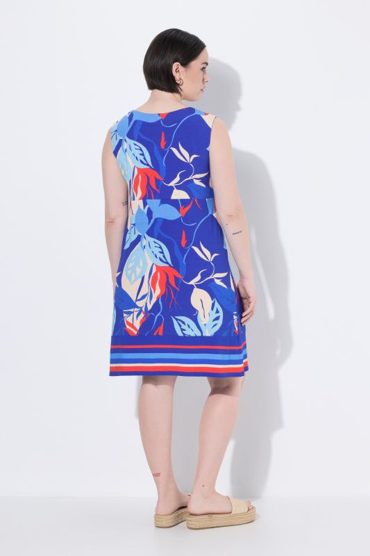 Printed Sleeveless Jersey Swing Dress