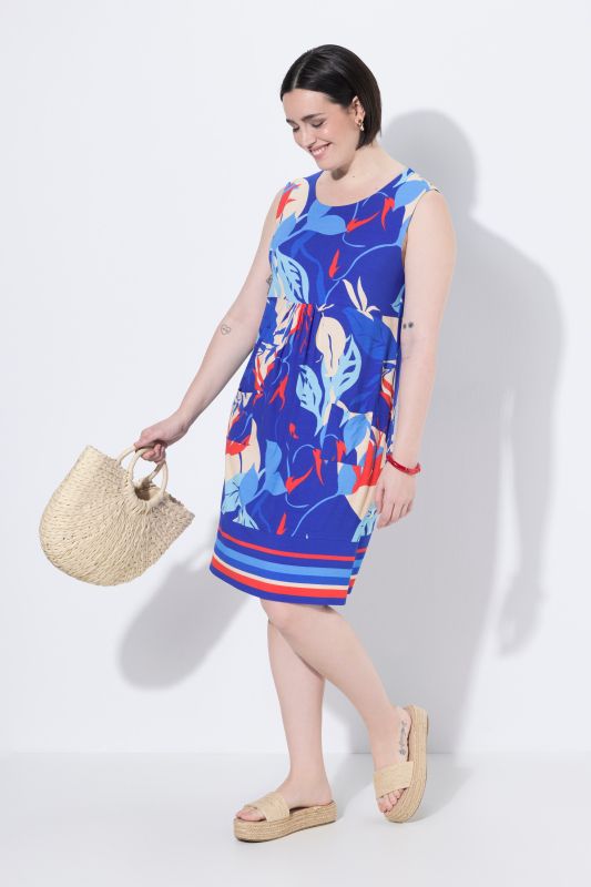 Printed Sleeveless Jersey Swing Dress