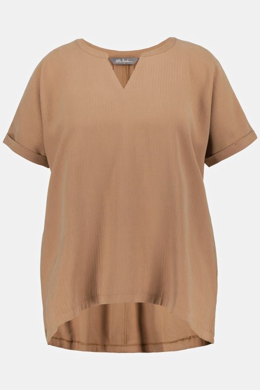 Textured Stripe Notch Neck Blouse