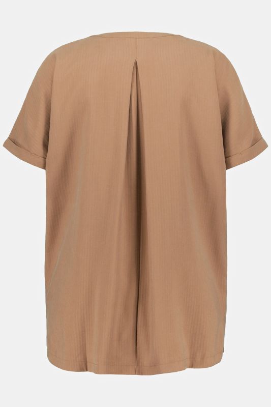 Textured Stripe Notch Neck Blouse