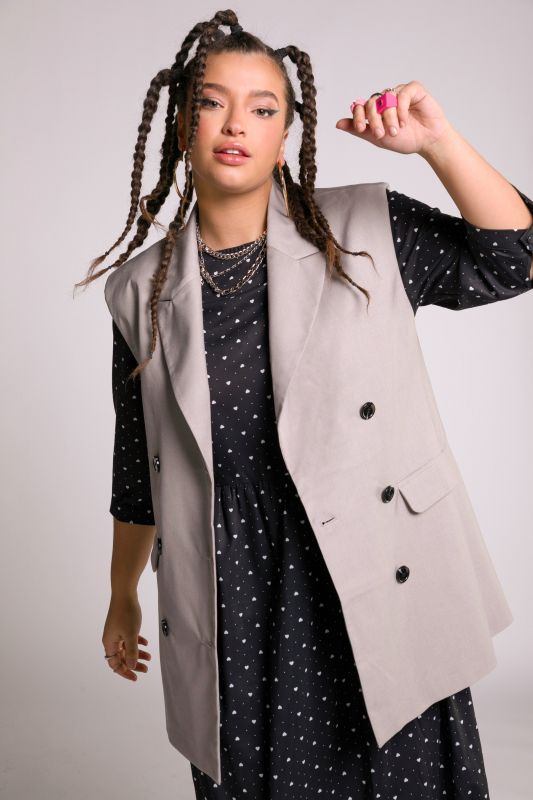 Two Tone Half/Half Look Blazer Vest