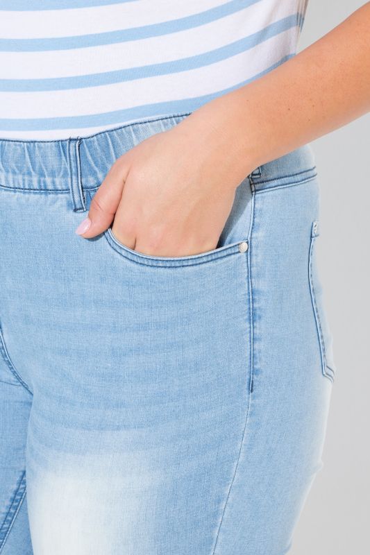 Pre-Washed Elastic Waist Jeans