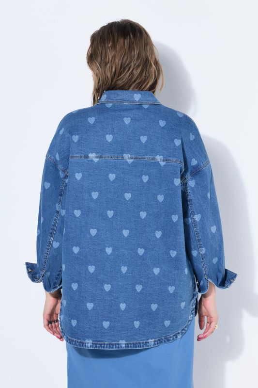 Hearts Denim Button-Down Blouse